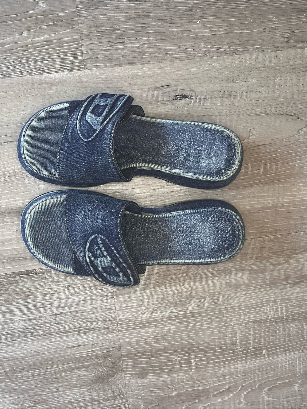 Diesel Denim Slide Sandals - Dark Blue